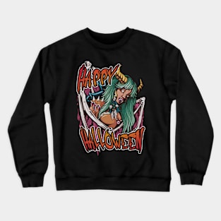 Happy Halloween Devil Girl Crewneck Sweatshirt